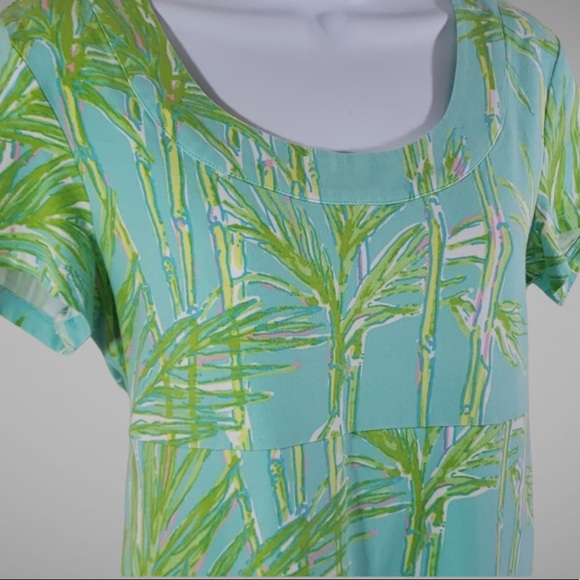 Lilly Pulitzer Green Blue Kelsea Bamboo Print Dress - Picture 4 of 8
